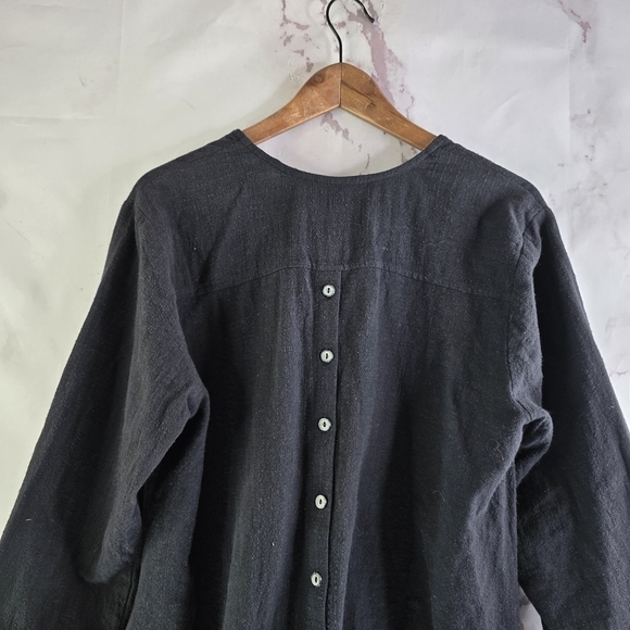 Habitat Shirt Womens Medium Tunic Button Front Back Textured Long Sleeve Gauze - Picture 6 of 13